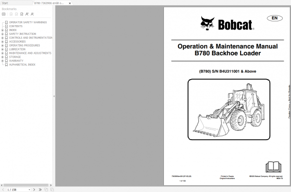 Bobcat Loader Backhoe Loader Service Library 2021 DVD 4