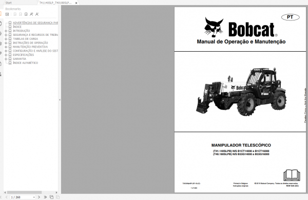 Bobcat Service Library Portuguese PT 02.2021 Operation Maintenance Manual DVD 1