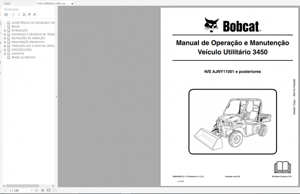 Bobcat Service Library Portuguese PT 02.2021 Operation Maintenance Manual DVD 2