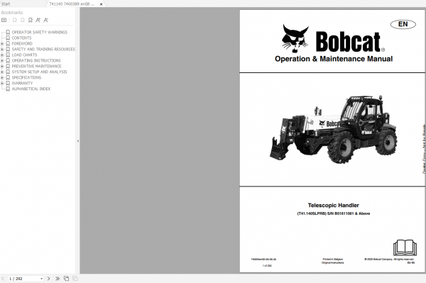 Bobcat VersaHandler TTC Telescopic Handler Full Models Updated 2021 Service Library DVD 4