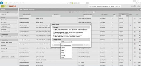 CLAAS WebTIC Offline EN 02.2022 Operator Manual Repair Manual Service Documentation EN DVD 2