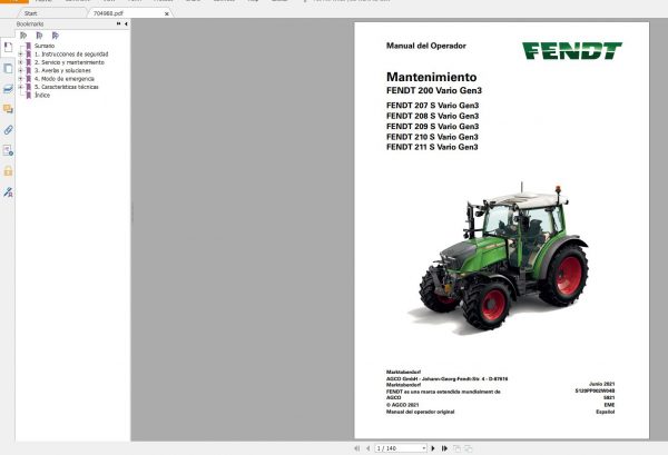 FENDT TRACTOR 17 GB PDF Updated 2022 Diagrams Operator Manual Workshop Manuals Spanish ES DVD 4