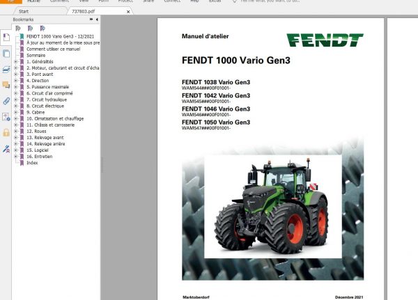 FENDT TRACTOR 22.3 GB PDF Updated 2022 Diagrams Operator Manual Workshop Manuals French FR DVD 1