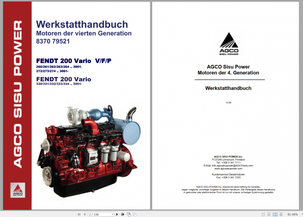 FENDT TRACTOR 26.4GB PDF Updated 2022 Diagrams Operator Workshop Manuals German DVD 3