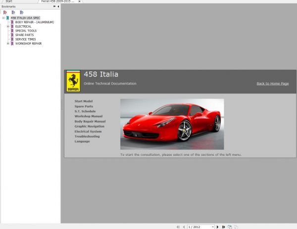 Ferrari 458 2009 2015 Italia Workshop Manual 1