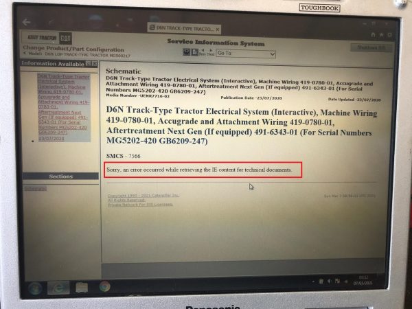 How to fix Sorry an error occurred while retrieving the IE content for technicak documents.