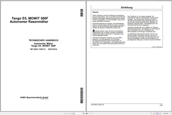 John Deere Automonus Mower E4 MOWiT 500F Technical Manual TM115029 12.2013 DE 1