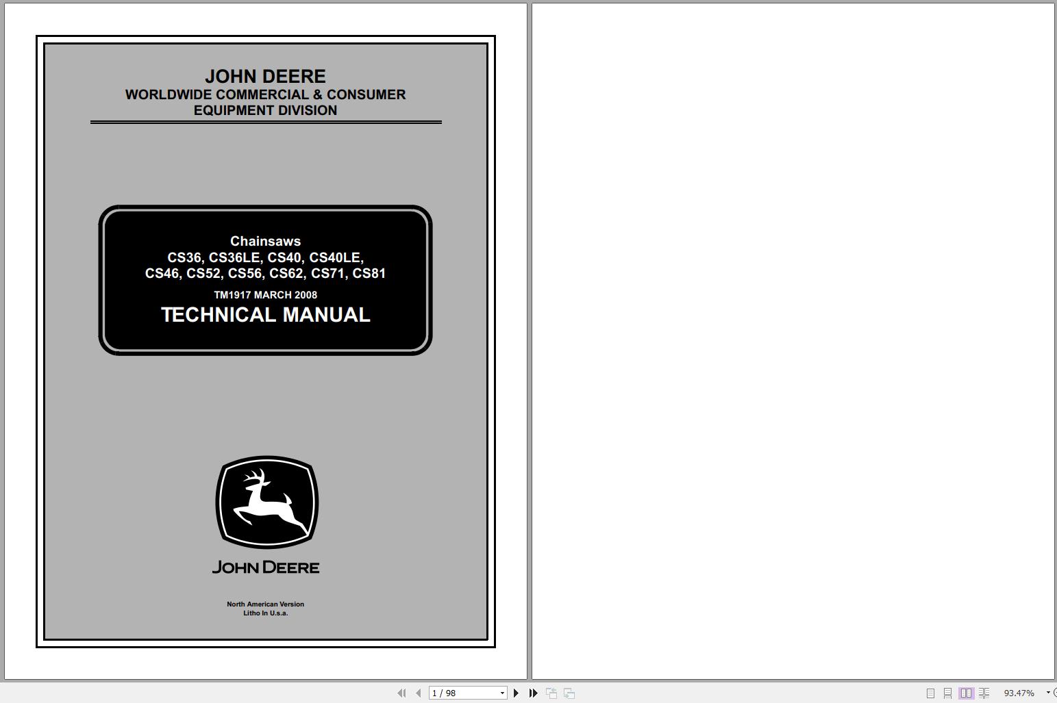 John Deere Chainsaws CS36 CS81 Technical Manual TM1917 03.2008 1