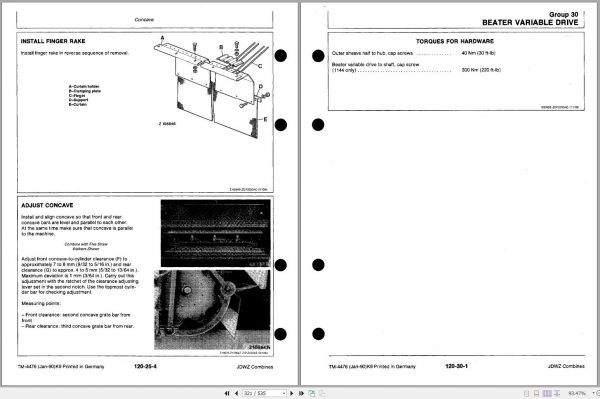 John Deere Combine 1133 1144 1155 1157 1158 Technical Manual TM4476 2