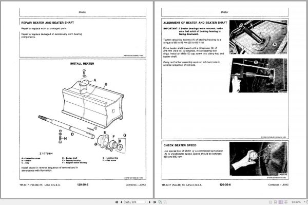 John Deere Combine 4425 Technical Manual TM4417 2