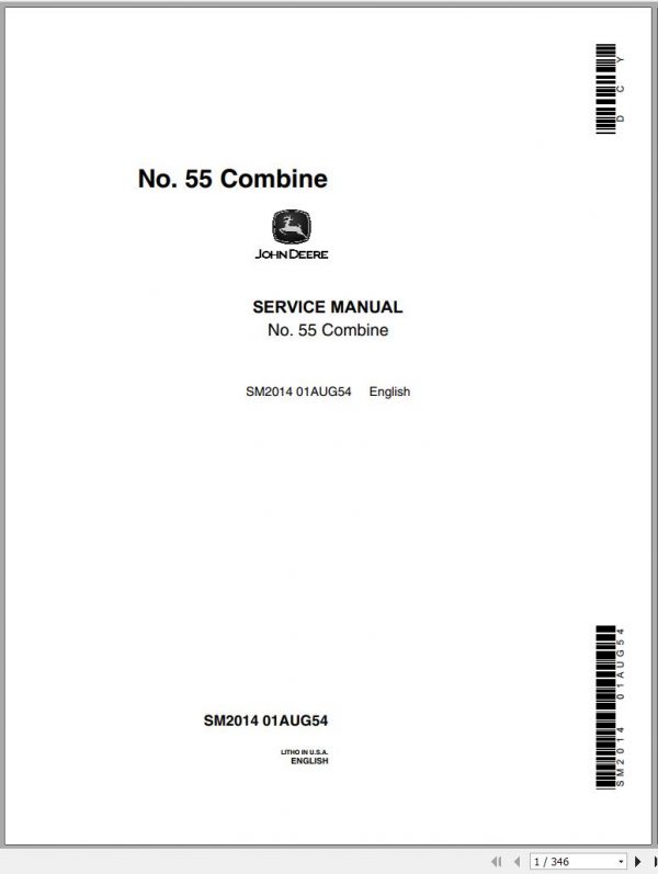 John Deere Combine No. 55 Service Manual SM2014 1