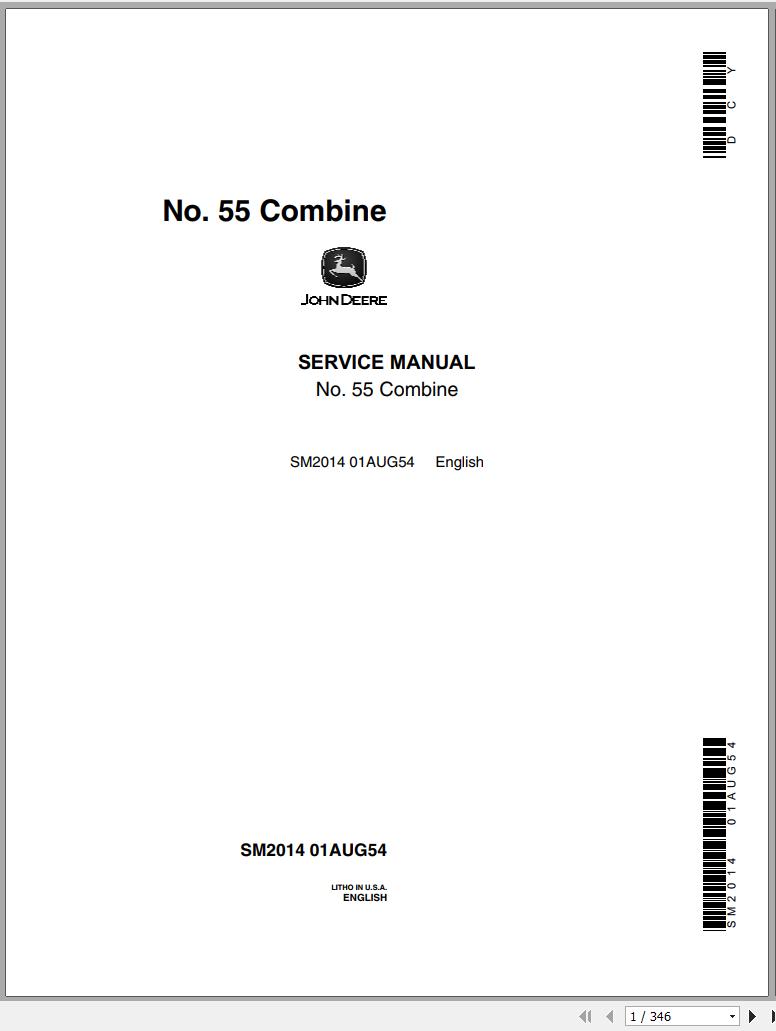 John Deere Combine No. 55 Service Manual SM2014 1