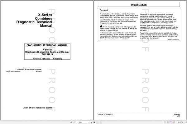 John Deere Combine X Series Technical Manual TM154419 05.2020 1