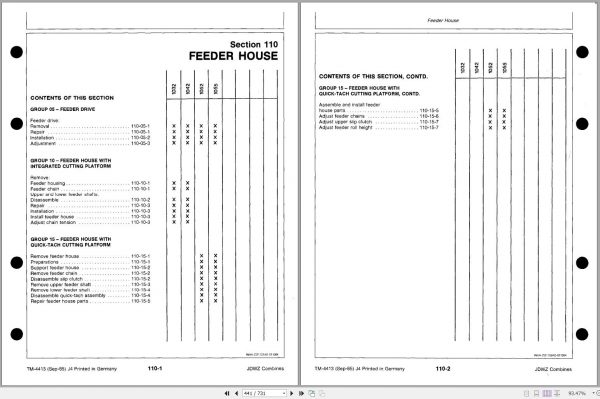 John Deere Combines 1032 1042 1052 1055 Technical Manual TM4413 2