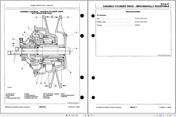 John Deere Combines 1166 1188 Hydro 4 Technical Manual TM4452 2