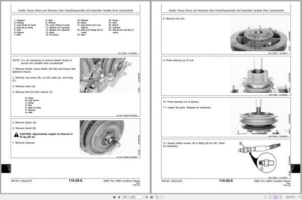 John Deere Combines 9400 9500 9600 Technical Manual TM1401 2