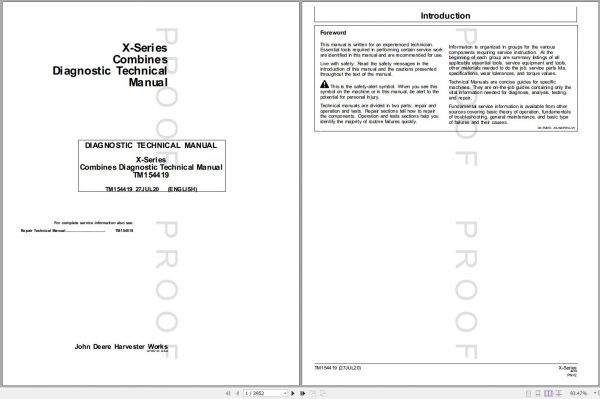 John Deere Combines X Series Diagnostic Technical Manual TM154419 07.2020 1