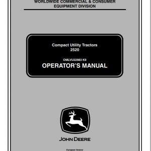 John Deere Compact Utility Tractors 2520 SN 480001 Operators Manual OMLVU22983 K9 2009 1