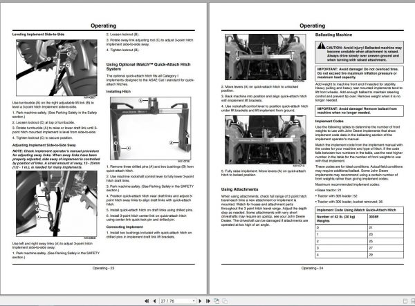 John Deere Compact Utility Tractors 3036E SN 301620 Operators Manual OMLVU24839 D1 2011 2