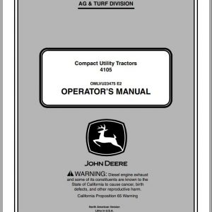 John Deere Compact Utility Tractors 4105 SN 410001 Operators Manual OMLVU23475 E2 2012 1