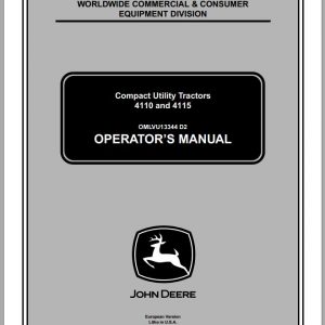 John Deere Compact Utility Tractors 4110 4115 SN 10001 110001 Operators Manual OMLVU13344 D2 2002 1
