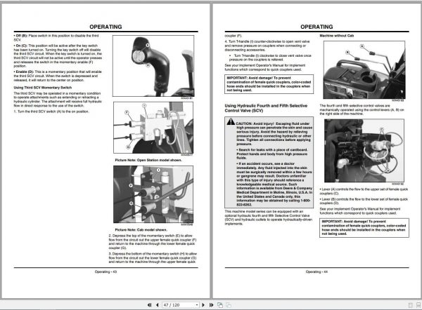 John Deere Compact Utility Tractors 4120 4320 4520 4720 Operators Manual OMLVU23477 H0 2010 2