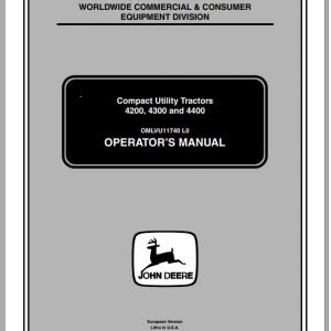 John Deere Compact Utility Tractors 4200 4300 4400 Operators Manual OMLVU11740 L0 2001 1