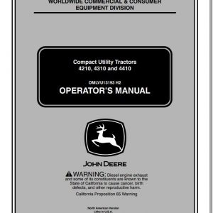John Deere Compact Utility Tractors 4210 4310 4410 Operators Manual OMLVU13193 H2 2002 1