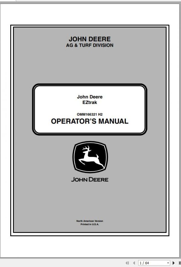 John Deere Eztrak SN 130001 Operators Manual OMM166321 H2 2012 1