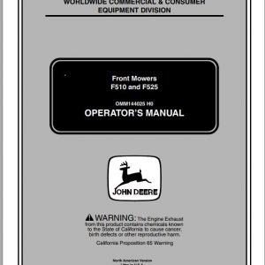 John Deere Front Mower F510 F525 SN 120001 Operators Manual OMM144025 H0 2000 1