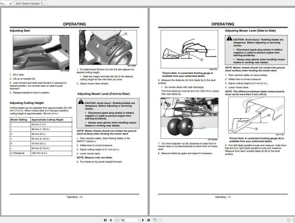 John Deere Garden Tractor G110 SN 010001 Operators Manual 2014 2