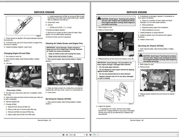 John Deere Garden Tractor GT235 GT245 SN 110001 Operators Manual OMM152801 I4 2004 2