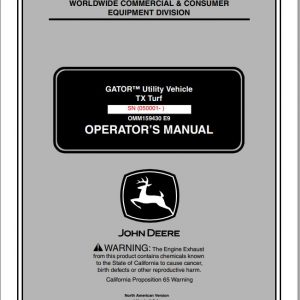 John Deere Gator Utility Vehicle TX Turf SN 050001 Operators Manual 2009 1