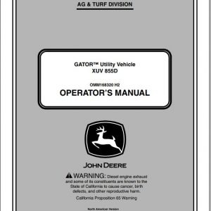 John Deere Gator Utility Vehicle XUV 855D SN 060001 Operators Manual 2012 1