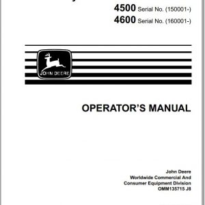 John Deere Gear Transmission Compact Utility Tractor Hydrostatic 4500 4600 Operators Manual OMM135715 J8 1