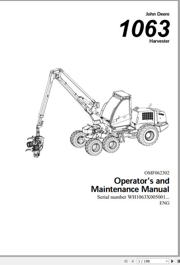John Deere Harvester 1063 WH1063X005001 Operators and Maintenance Manual OMF06302 2001 1