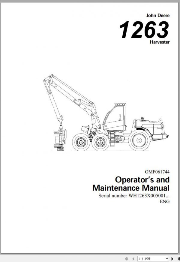 John Deere Harvester 1263 WH1263X005001 Operators and Maintenance Manual OMF061744 2001 1