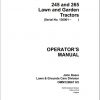 John Deere Lawn Garden Tractor 245 265 SN 130001 Operators Manual OMM120667 H5 1