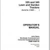 John Deere Lawn Garden Tractor 325 345 SN 010001 Operators Manual OMM119086 K6 1
