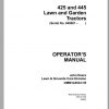 John Deere Lawn Garden Tractor 425 445 SN 040001 Operators Manual OMM124534 H5 1