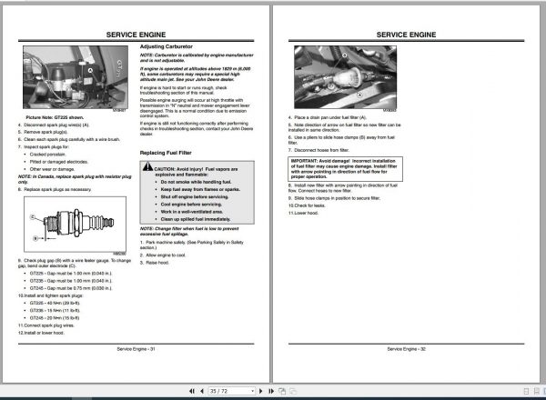 John Deere Lawn Garden Tractor GT225 GT235 GT245 SN 090001 Operators Manual OMM148971 I2 2002 2