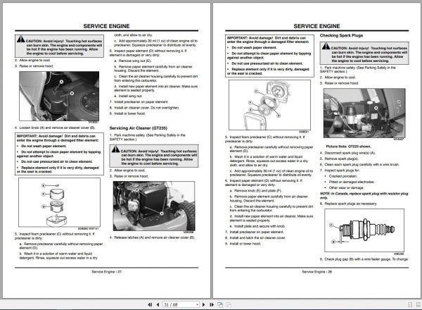 John Deere Lawn Garden Tractor GT225 GT235 SN 060001 Operators Manual5 OMM146414 F1 2001 2