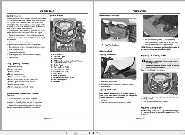 John Deere Lawn Garden Tractor GX355 SN 105001 Operators Manual OMM145730 I1 2001 2