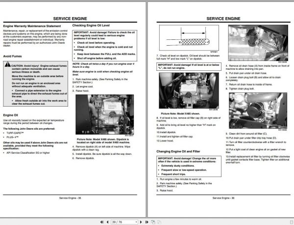 John Deere Lawn Garden Tractor X465 X475 X485 SN 030001 Operators Manual OMM150215l3 L3 2003 2