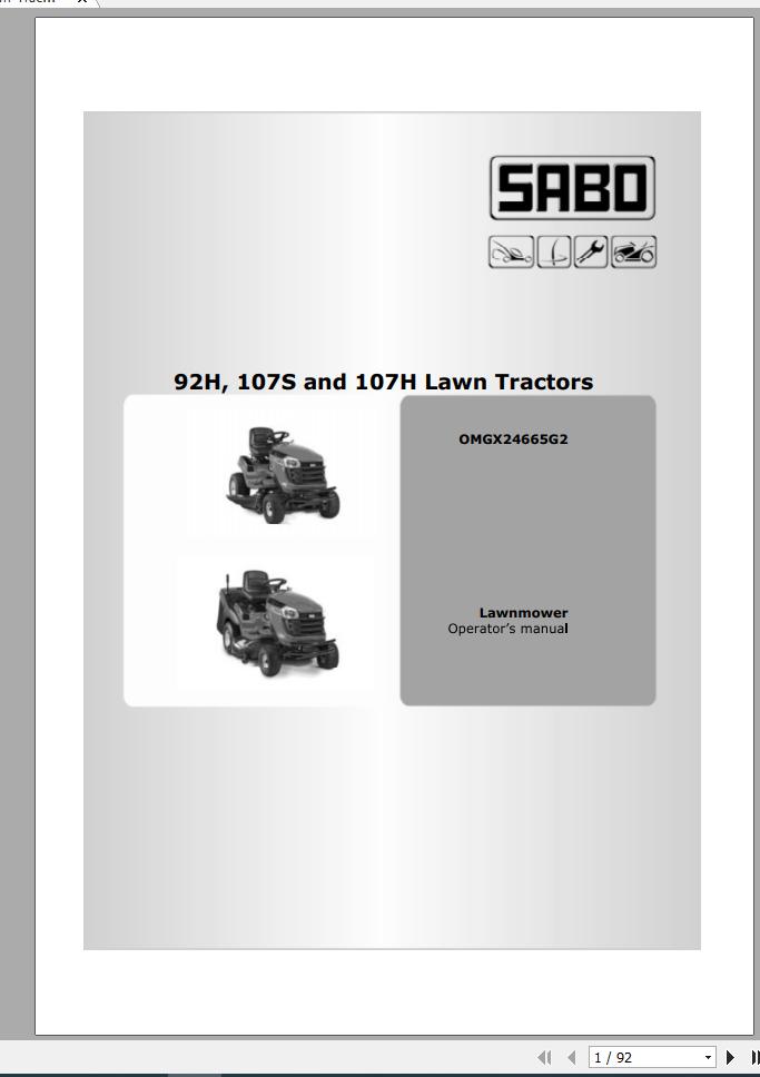 John Deere Lawn Tractor 92H 107S 107H Operators Manual OMGX24665G2 2012 1