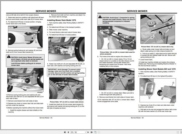 John Deere Lawn Tractor 92H 107S 107H Operators Manual OMGX24665G2 2012 2