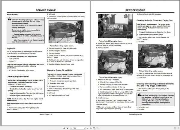 John Deere Lawn Tractor L105 L107 L120 SN 010001 Operators Manual OMGX21355 K3 2003 2