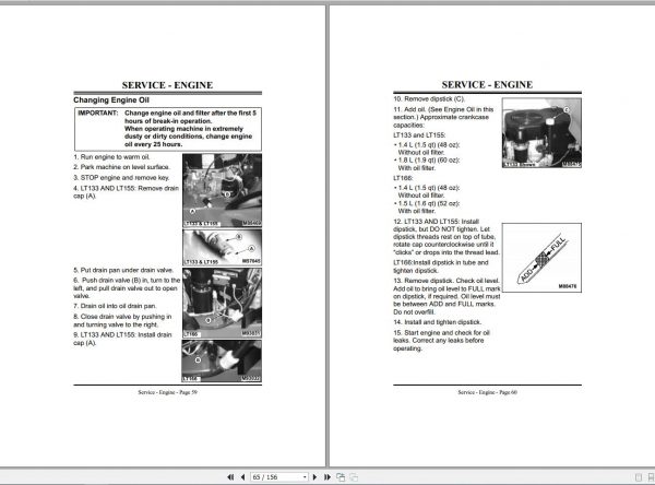John Deere Lawn Tractor LT133 LT155 LT166 SN 045001 Operators Manual OMM138782 G8 2