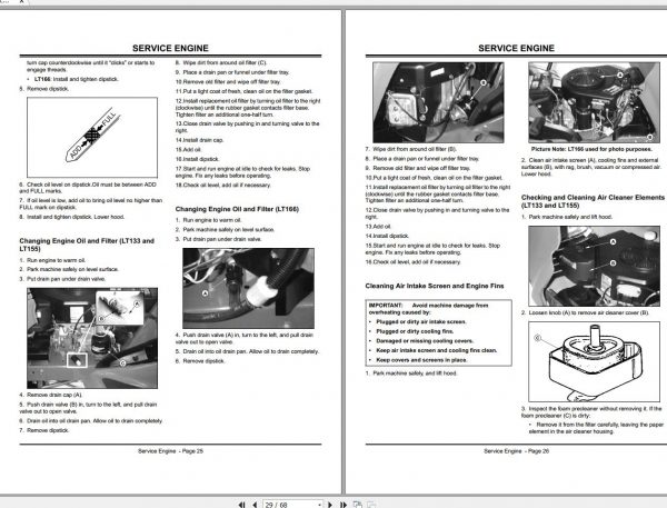 John Deere Lawn Tractor LT133 LT155 LT166 SN 045001 Operators Manual OMM139992 J9 2