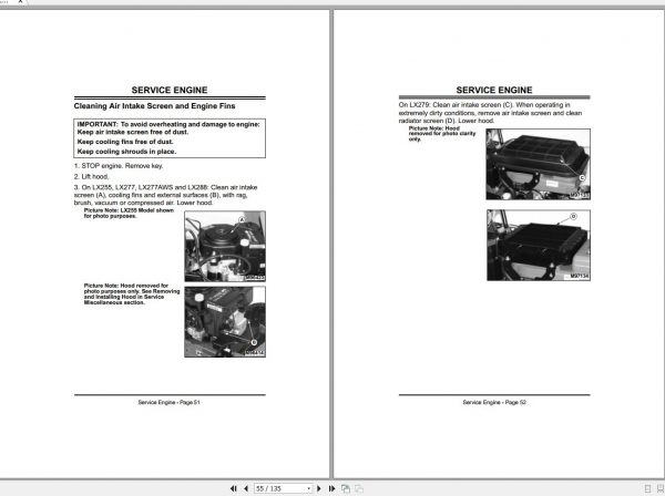 John Deere Lawn Tractor LX255 LX277 LX277AWS LX279 LX288 SN 010101 Operators Manual OMM139190 J8 2